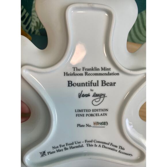 Vintage Bountiful Bear Halloween Teddy Bear Franklin Mint Collector's Plate - Picture 4 of 7